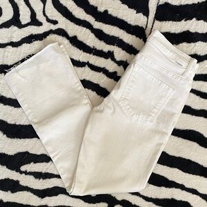 😍NWOT MOTHER INSIDER CROP STEP FRAY WHITE JEANS - SIZE 26